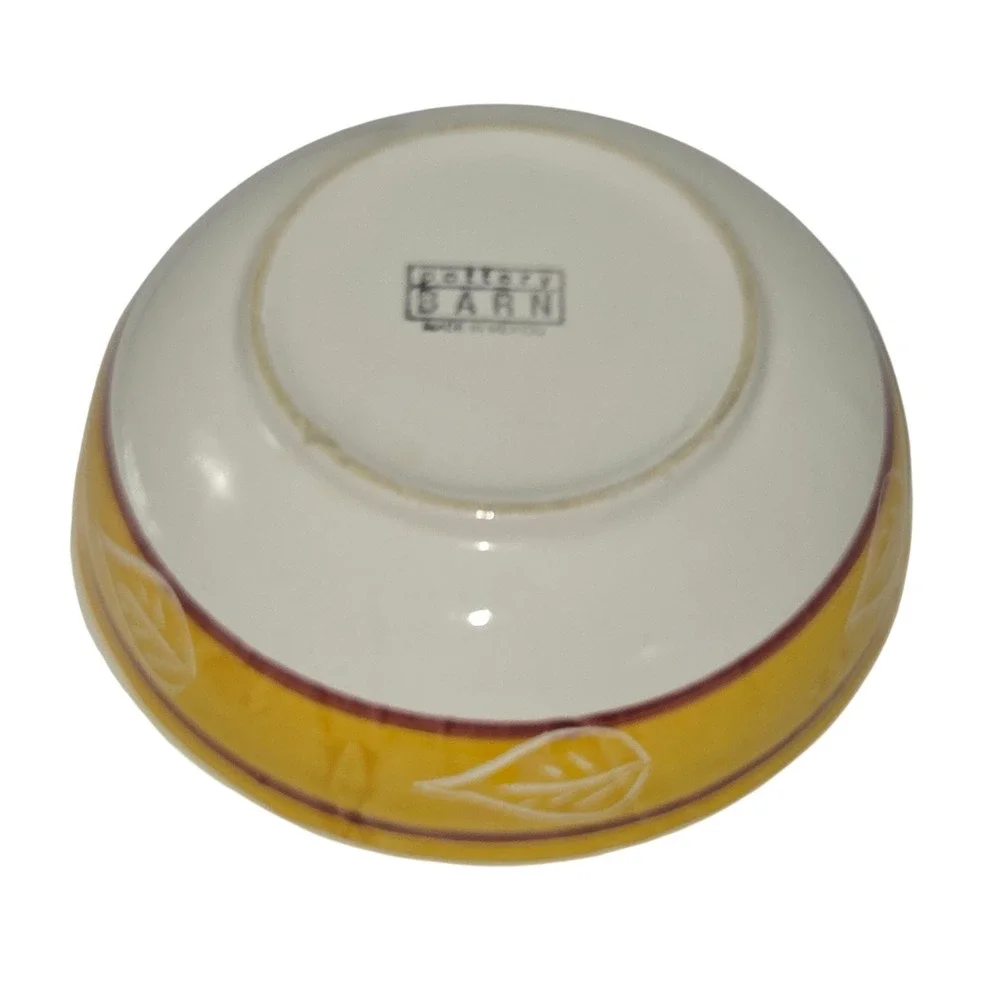 Pottery Barn Yellow Cherry Ceramic Set 1 Bowl 2 Scalloped Plates Made in Mexico